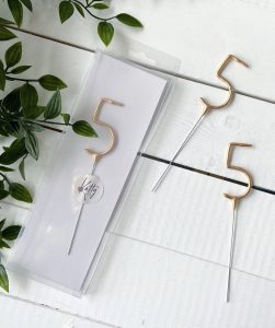 Бенгальская свеча для торта цифра 5 золото 16 см